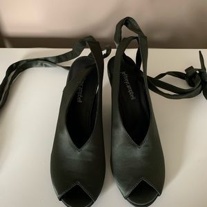 Jeffrey Campbell satin ankle tie 4” wedge